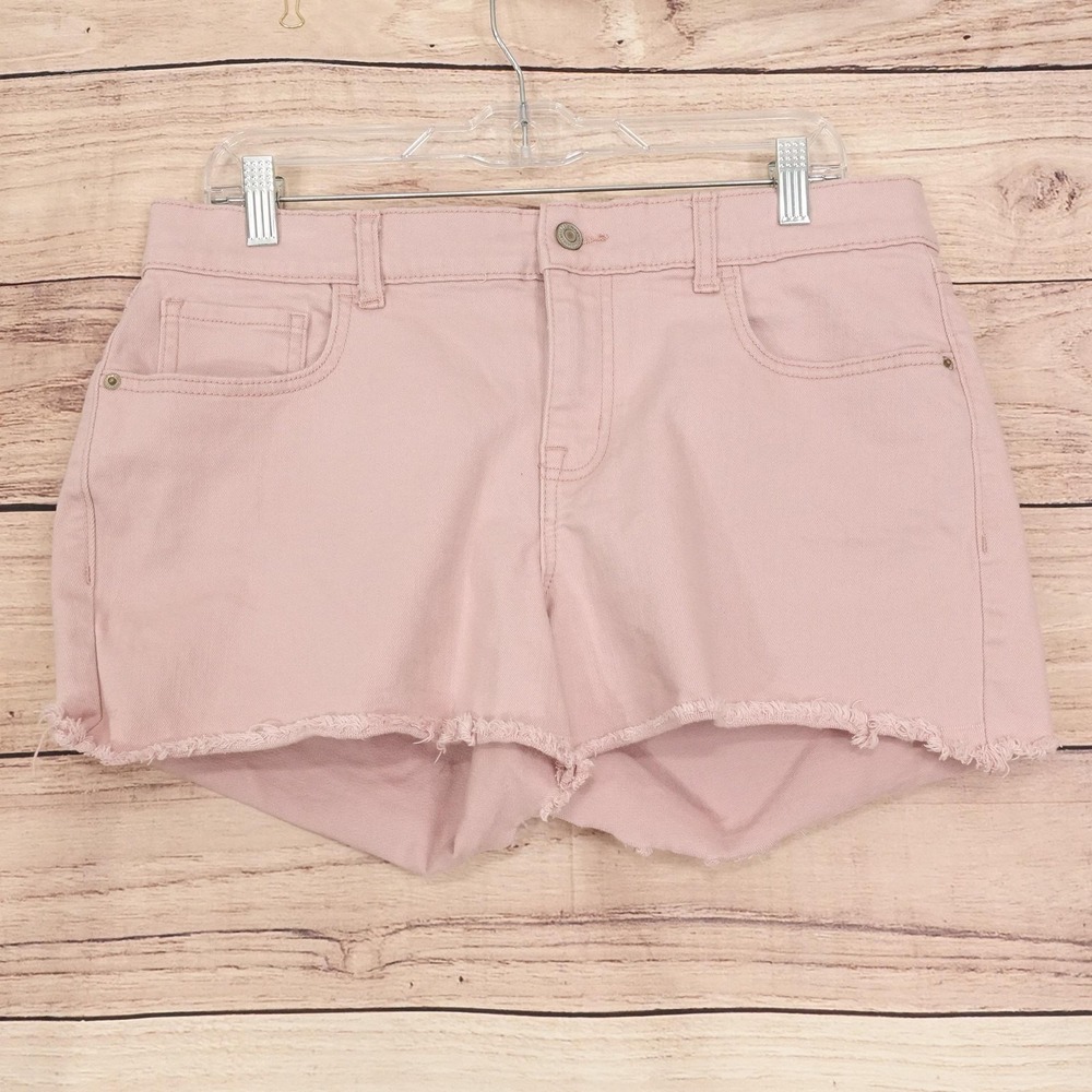 Old Navy Boyfriend Jean Shorts Womens Size 12 Pink Raw Hem Denim